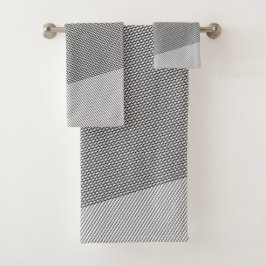 Conjunto De Toalhas Abstrato moderno de padrão preto e branco simples