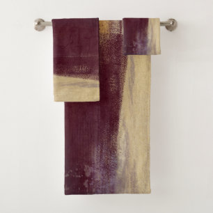Conjunto De Toalhas Abstrato Moderno Dourado Maroon