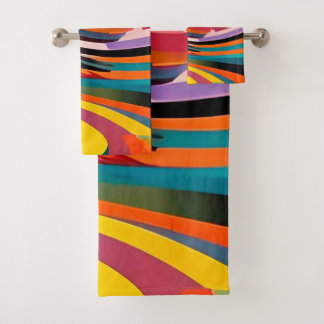 Conjunto De Toalhas Abstrato Moderno Padrão Brilhante Colorido Bold Ur