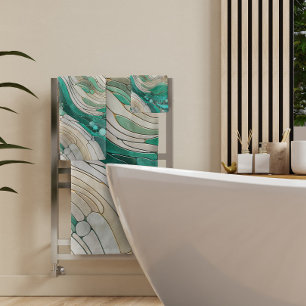 Conjunto De Toalhas Abstrato mosaico - Pérola, Taupe e Emerald