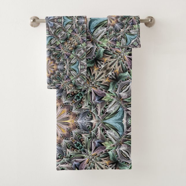 Conjunto De Toalhas Abstrato Multicolor Suculent Garden Rosette (Insitu)