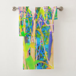 Conjunto De Toalhas Abstrato Oriental Lily no Meu Jardim Rubio