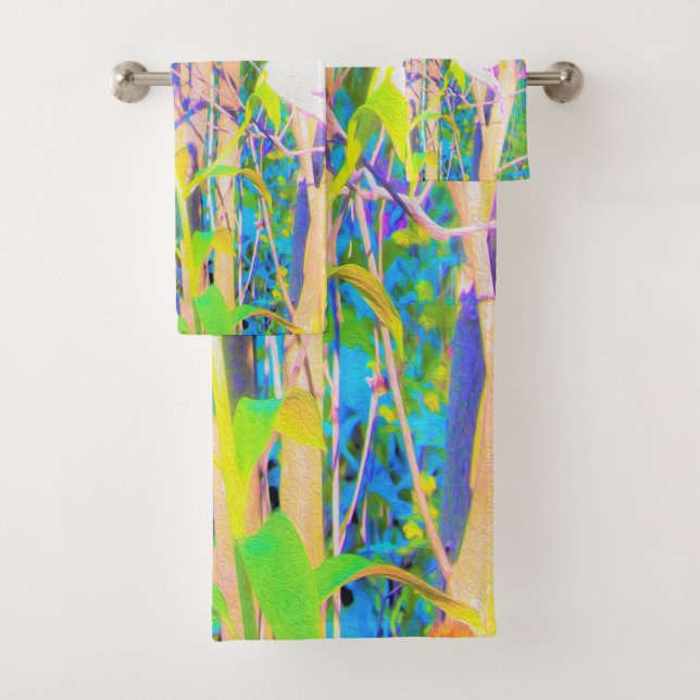 Conjunto De Toalhas Abstrato Oriental Lily no Meu Jardim Rubio (Insitu)