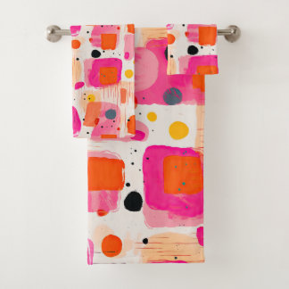 Conjunto De Toalhas Abstrato padrão do Meio século de blocos coloridos