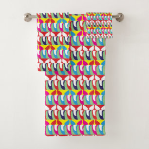 Conjunto De Toalhas Abstrato Pattern Chic Colorful