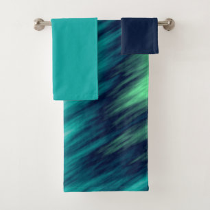 Conjunto De Toalhas Abstrato preto e branco verde azul