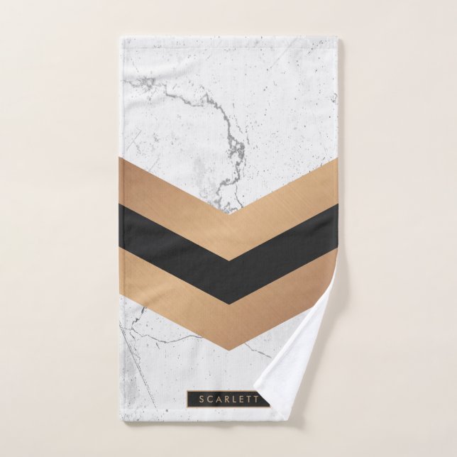 Conjunto De Toalhas Abstrato Preto e Ouro (Toalha de mão)