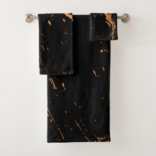 Conjunto De Toalhas Abstrato preto e Ouro