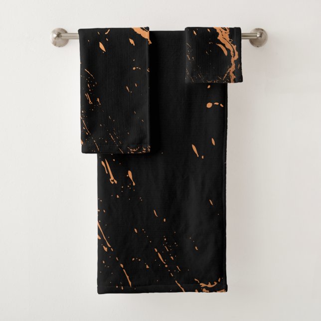 Conjunto De Toalhas Abstrato preto e Ouro (Insitu)