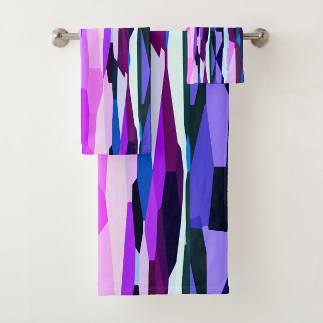 Conjunto De Toalhas Abstrato púrpura, rosa e azul (Insitu)