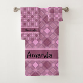 Conjunto De Toalhas Abstrato quadrados geometri sem costura com verifi