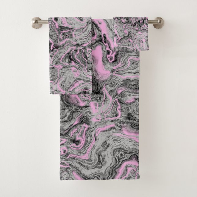 Conjunto De Toalhas Abstrato rosa e cinza (Insitu)