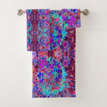 Abstrato Roxo e Flor Azul
