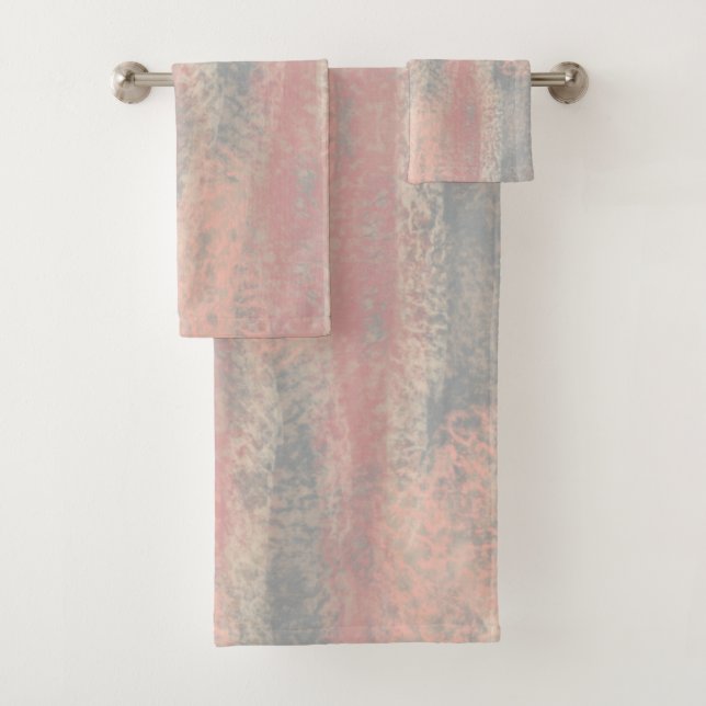 Conjunto De Toalhas Abstrato Suave Cinza Suave Bath Pink Mat (Insitu)