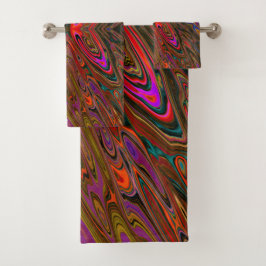 Conjunto De Toalhas Abstrato Trippy Orange e Magenta Butterfly