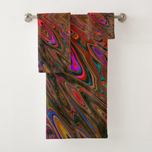 Conjunto De Toalhas Abstrato Trippy Orange e Magenta Butterfly