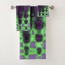 Conjunto De Toalhas Abstrato Verde e Púrpura Tie Colas