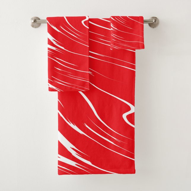 Conjunto De Toalhas Abstrato vermelho e branco (Insitu)