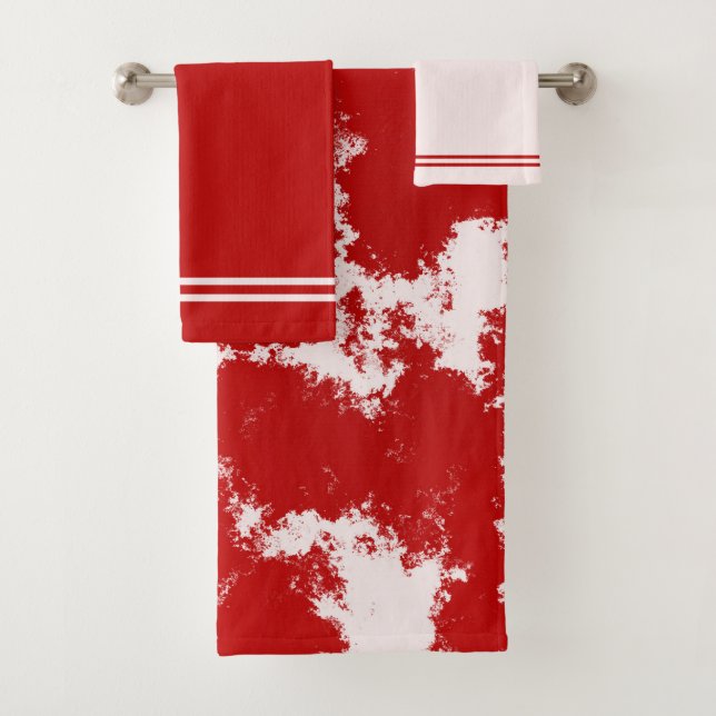 Conjunto De Toalhas Abstrato vermelho e branco (Insitu)
