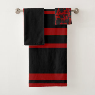 Conjunto De Toalhas Abstrato vermelho e carvão vegetal