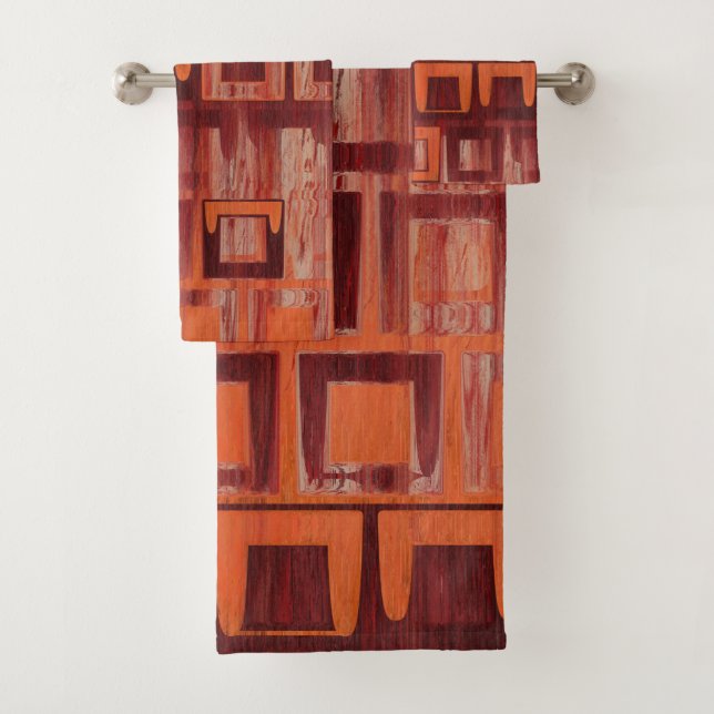 Conjunto De Toalhas abstrato vermelho e laranja (Insitu)