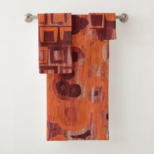 Conjunto De Toalhas abstrato vermelho e laranja