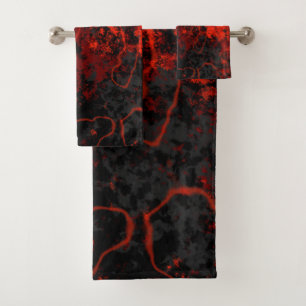 Conjunto De Toalhas Abstrato vermelho, preto e Cinza