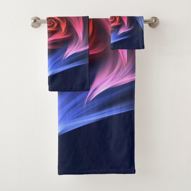 Conjunto De Toalhas Abstrato Vortex Forma Vermelha E Azul (Insitu)