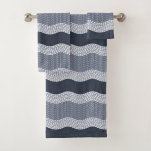 Conjunto De Toalhas Abstrato Wabi Sabi, Marinho Azul, Slate