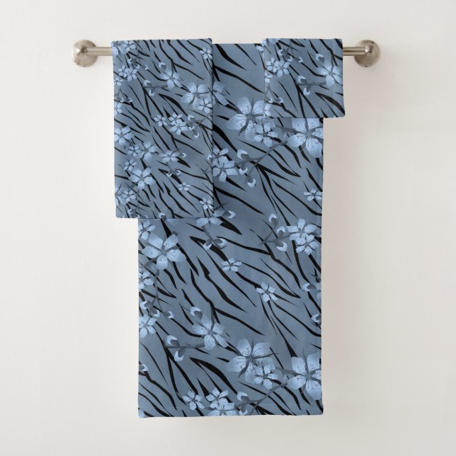 Conjunto De Toalhas Abstrato zebra tigre couro florescente (Insitu)