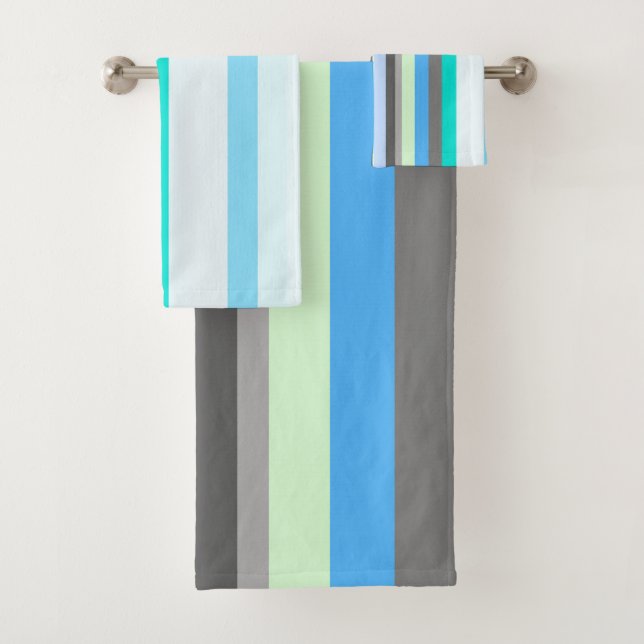 Conjunto De Toalhas Abstratos azuis, verdes e cinzas (Insitu)
