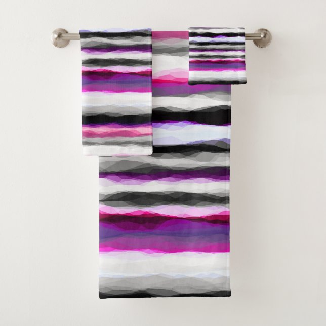 Conjunto De Toalhas Abstratos rosa, branca e Cinza (Insitu)