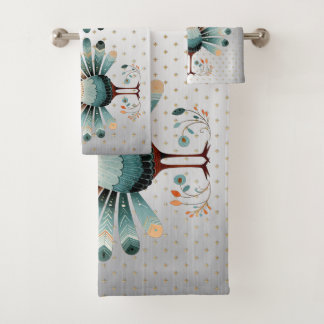 Conjunto De Toalhas Ação de Graças Colorida Turquia Ouro Stars Silver