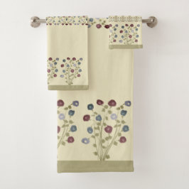 Conjunto De Toalhas Acento Floral Coordenado Elegante