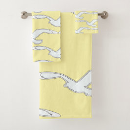 Conjunto De Toalhas Acessório de banho Amarelo Pássaro em Voo   