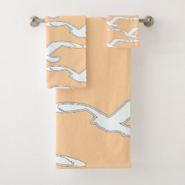 Conjunto De Toalhas Acessório de Banho Pássaro em Voo Rosa    