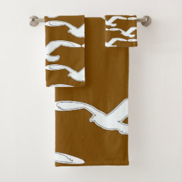 Conjunto De Toalhas Acessório de Banho Voo de Pássaro Marrom