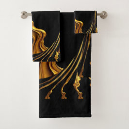 Conjunto De Toalhas Achempong Gold Black Monochrome Christian Opulent