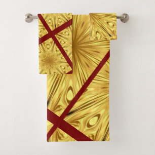 Conjunto De Toalhas Achempong: Luxo Dourado Zênite Dourado Crimson R