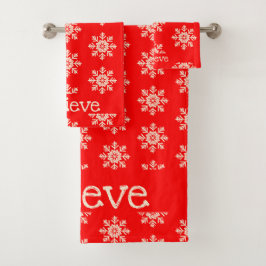 Conjunto De Toalhas Acredite em Snowflake Padrão Vermelho Branco