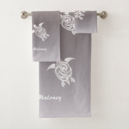 Conjunto De Toalhas Adição de Gradiet de Tartarugas Brancas 