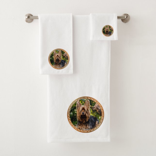 Conjunto De Toalhas Adorable Yorkshire Brown and black terrier (Insitu)