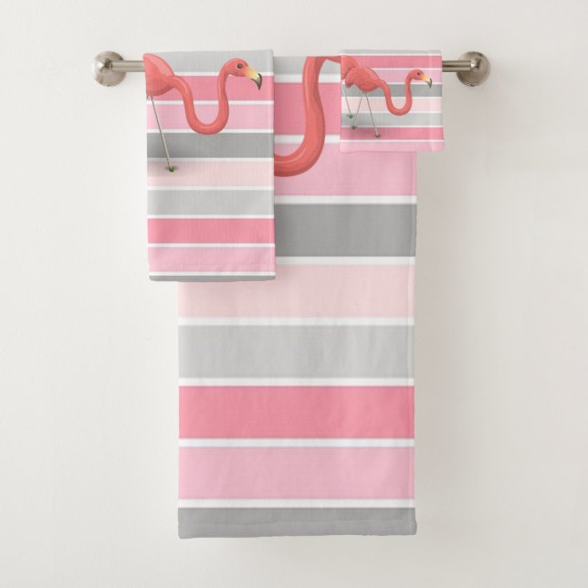 Conjunto De Toalhas Adoráveis Flamingos Fofos e Fofoqueiras, Listras (Insitu)