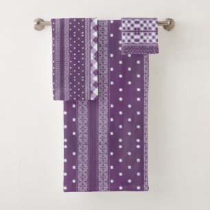 Conjunto De Toalhas Adorável padrão sem costura do Damask Purple