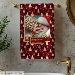 Conjunto De Toalhas Adorável Sr. e Sra. Claus Vintage Bath Towel