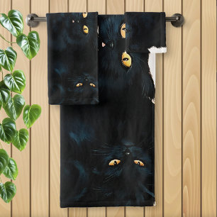 Conjunto De Toalhas Afago do gato preto