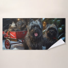 Conjunto De Toalhas Affenpinscher Snowy Sleigh Passeia Decência de Nat