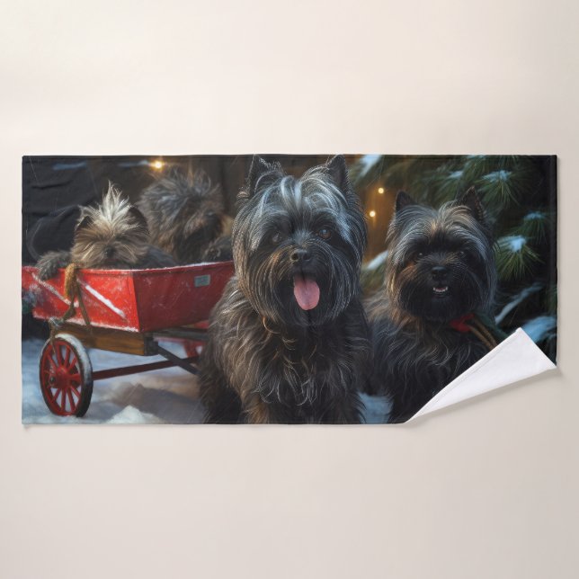 Conjunto De Toalhas Affenpinscher Snowy Sleigh Passeia Decência de Nat (Toalha de Banho)