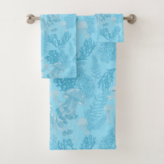 Conjunto De Toalhas Água-viva Pastel Azul