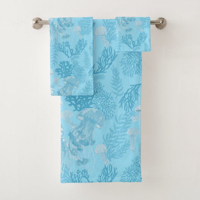Conjunto De Toalhas Água-viva Pastel Azul (Insitu)